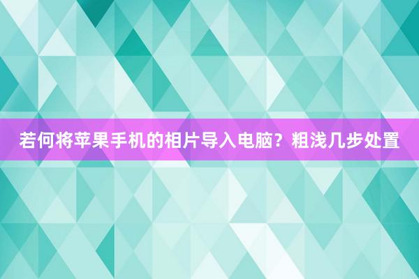 若何将苹果手机的相片导入电脑？粗浅几步处置