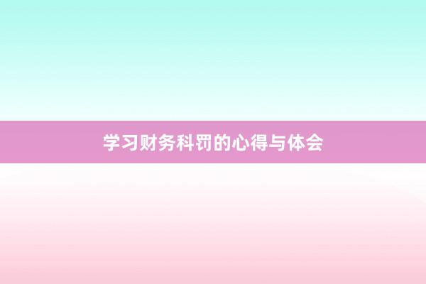 学习财务科罚的心得与体会